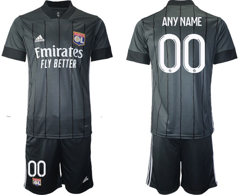 Men 2020-2021 club Olympique Lyonnais away customized black Soccer Jerseys
